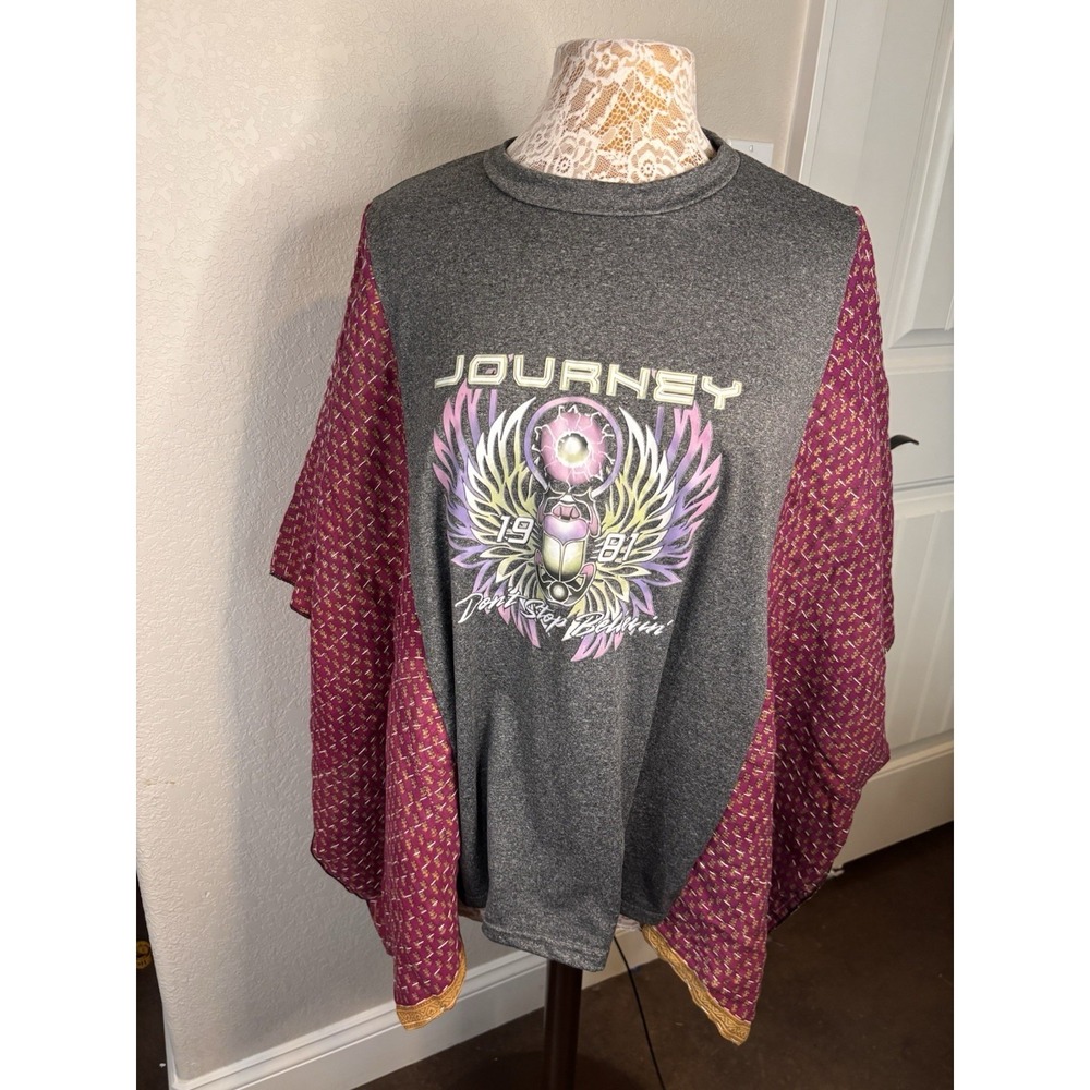 Upcycled Journey Kantha‎ Quilt Women's Poncho Top Hand Crafted New Boho OSFM NEW
